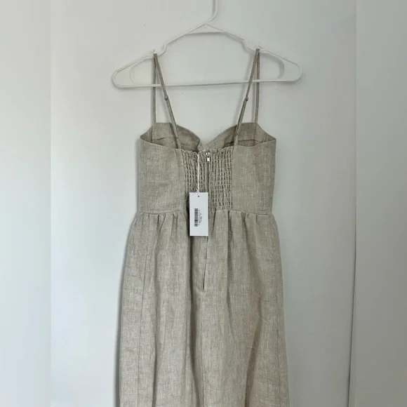 Reformation NWT 2 Effie Oatmeal Linen Bustier Maxi Dress - Picture 6 of 10